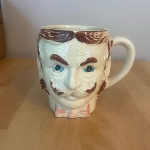 Vintage Mustache Mug with Brown and Pink Accents